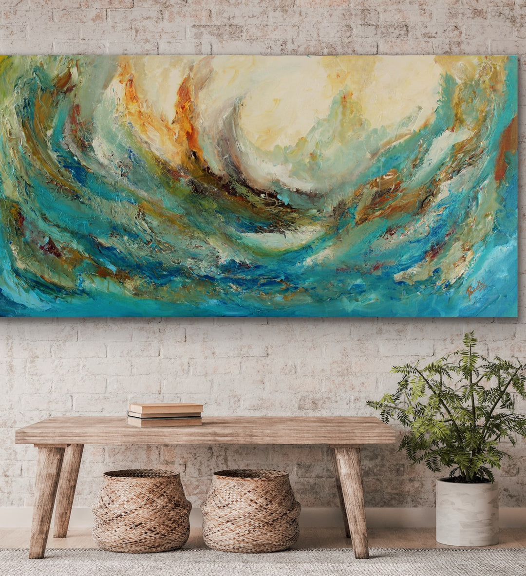 Tsunami - Custom Art - Coastal art, seascape painting, Abstract painting, Minimalist Art, Framed painting, Wall Art, Modern Wall Decor, Large painting, Local Artist