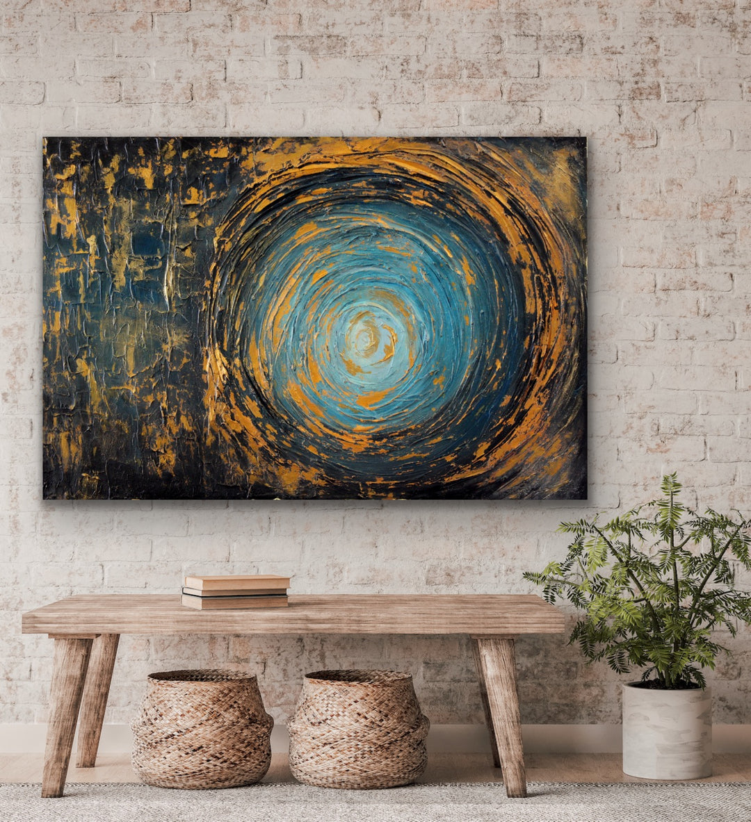 Abstract art, minimalist art, gold painting, Rusty  - Preethi Arts