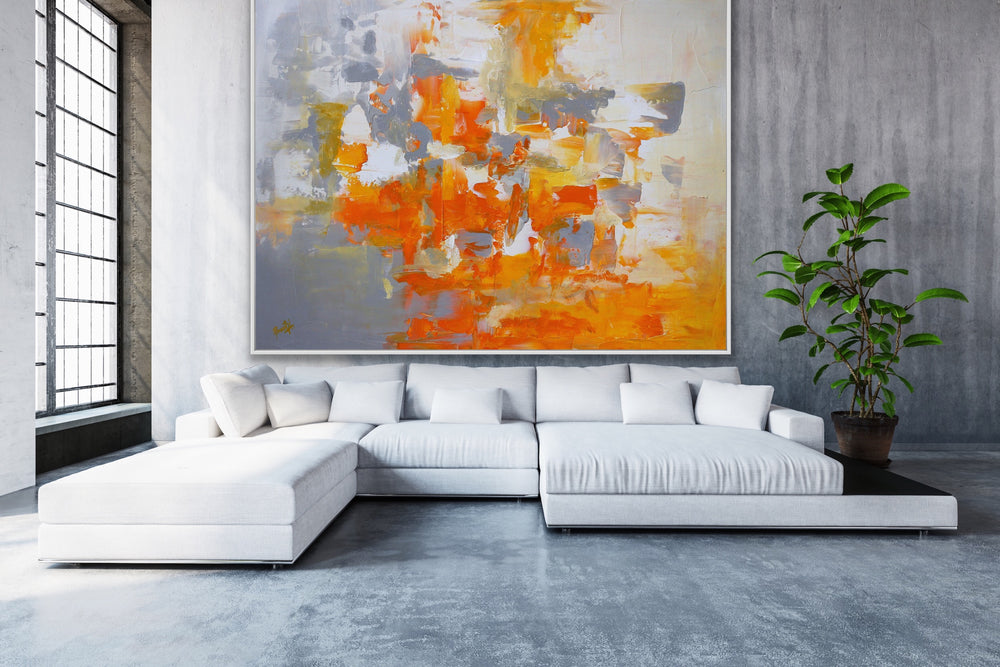 Fire Mountain - Custom Art - Abstract painting, Minimalist Art, Framed painting, Wall Art, Wall Decor, Large painting, Local Artist