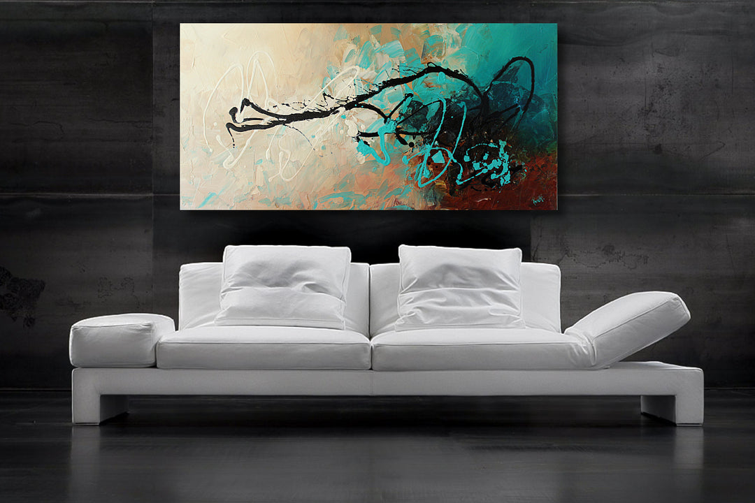 Whisper - 24x48 - Original Contemporary Modern Abstract Paintings by Preethi Arts