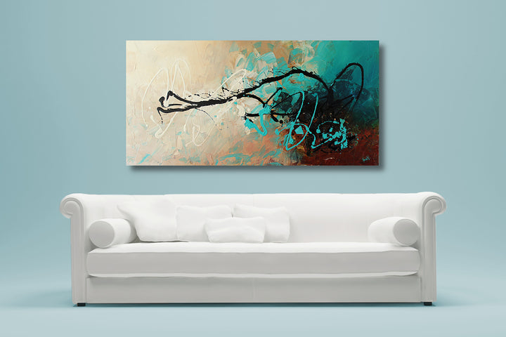 Whisper - 24x48 - Original Contemporary Modern Abstract Paintings by Preethi Arts
