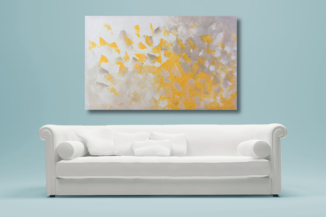 Yellow cloud - 24x48 - Original Contemporary Modern Abstract Paintings by Preethi Arts