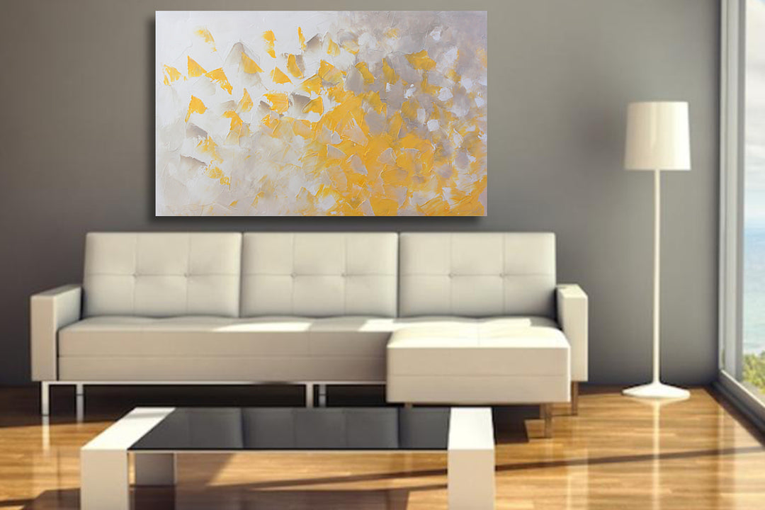 Yellow cloud - 24x48 - Original Contemporary Modern Abstract Paintings by Preethi Arts