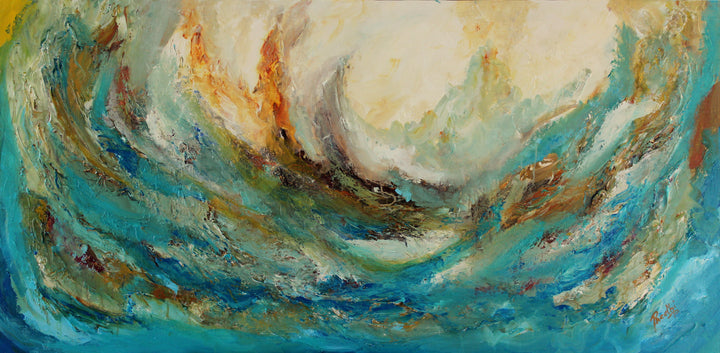 Tsunami - 24x48 - Original Contemporary Modern Abstract Paintings by Preethi Arts