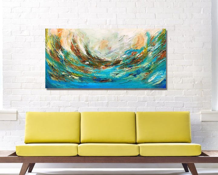 Waves - 24x48 - Abstract painting, Modern Art, Wall art, Canvas painting, Framed art, Minimalist art