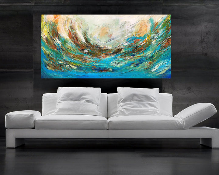 Waves - 24x48 - Abstract painting, Modern Art, Wall art, Canvas painting, Framed art, Minimalist art