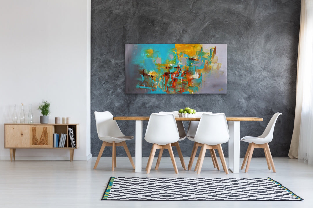 Ocean Jasper - 24x48 - Abstract painting, Modern Art, Wall art, Canvas painting, Framed art, Minimalist art