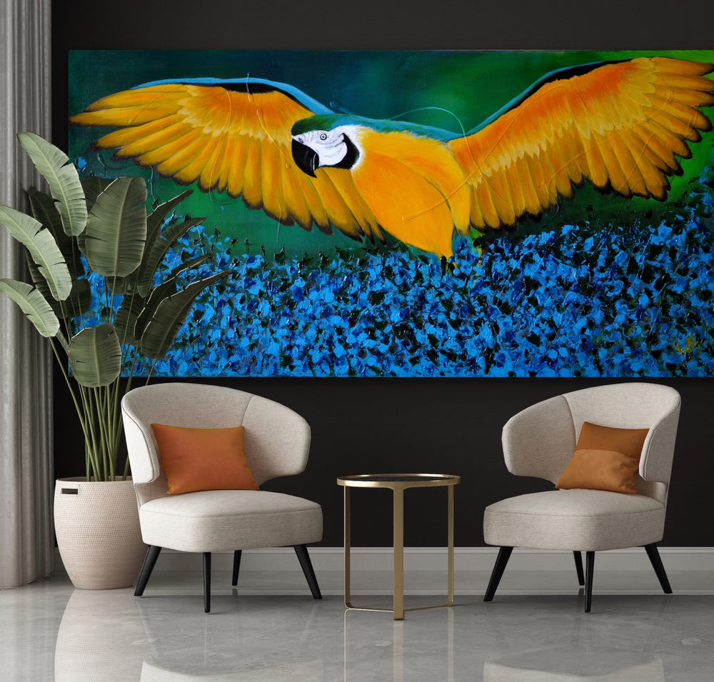 Macaw on the rise - Custom Art - Preethi Arts