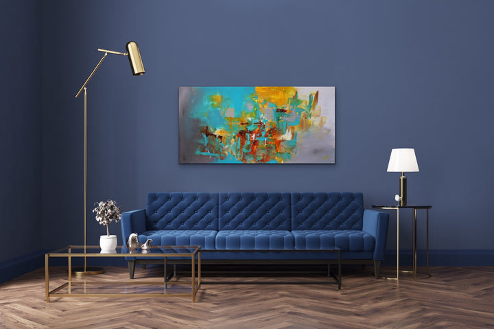 Ocean Jasper - 24x48 - Abstract painting, Modern Art, Wall art, Canvas painting, Framed art, Minimalist art