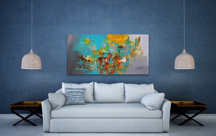 Ocean Jasper - 24x48 - Abstract painting, Modern Art, Wall art, Canvas painting, Framed art, Minimalist art