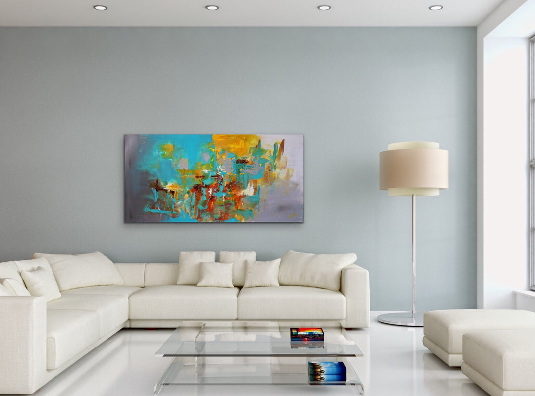 Ocean Jasper - 24x48 - Abstract painting, Modern Art, Wall art, Canvas painting, Framed art, Minimalist art