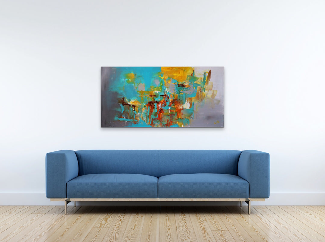 Ocean Jasper - 24x48 - Abstract painting, Modern Art, Wall art, Canvas painting, Framed art, Minimalist art