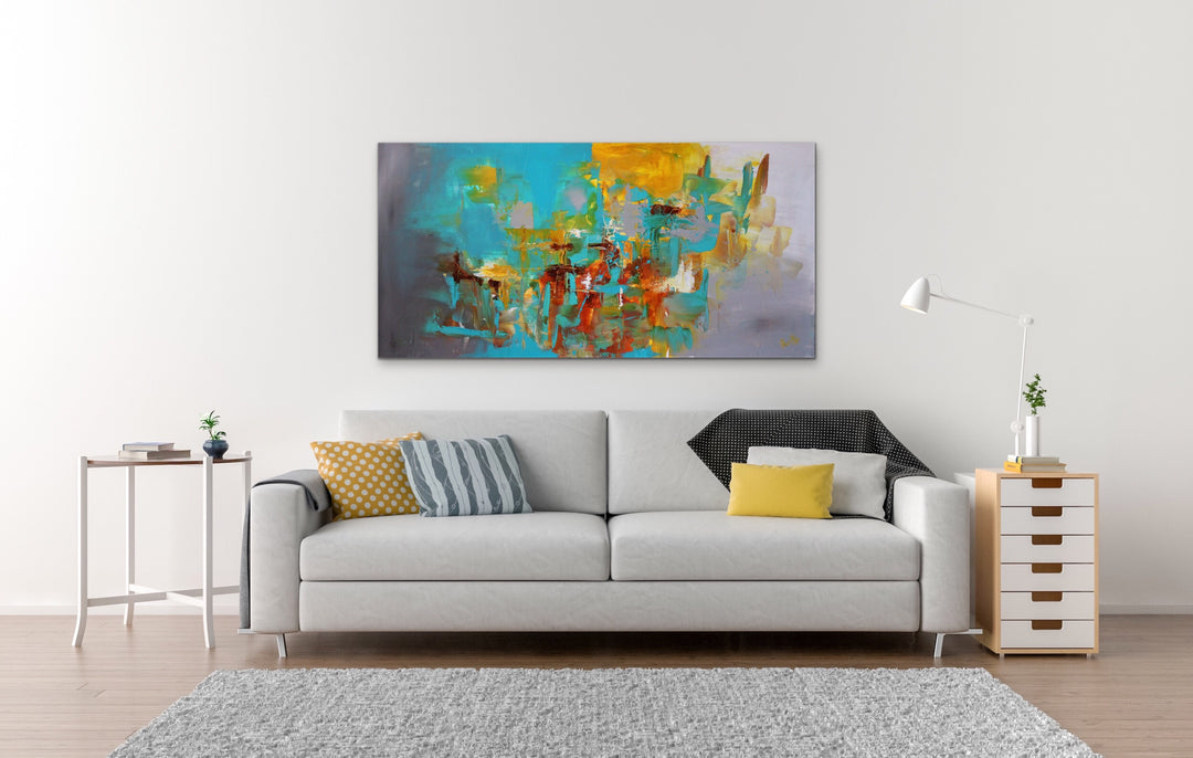 Ocean Jasper - 24x48 - Abstract painting, Modern Art, Wall art, Canvas painting, Framed art, Minimalist art