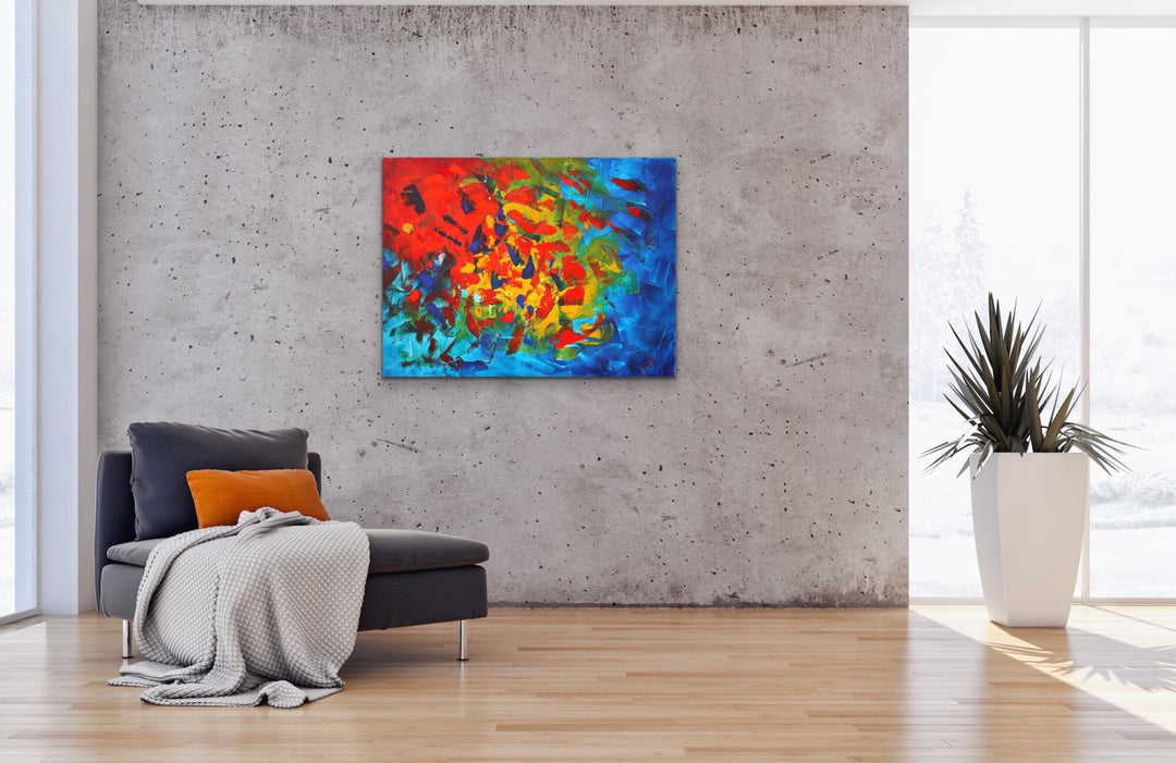 Rainbow - 30x40 - Abstract painting, Modern Art, Wall art, Canvas painting, Framed art, Minimalist art