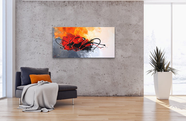 Ladybug - 24x48 - Abstract painting, Modern Art, Wall art, Canvas painting, Framed art, Minimalist art