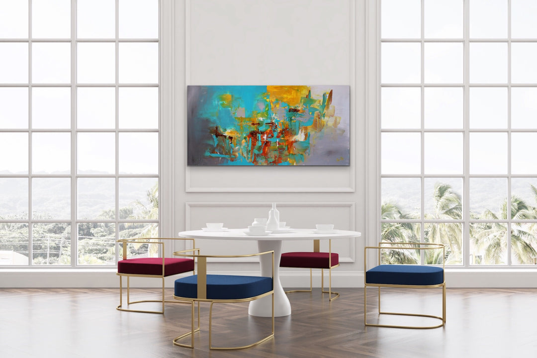 Ocean Jasper - 24x48 - Abstract painting, Modern Art, Wall art, Canvas painting, Framed art, Minimalist art