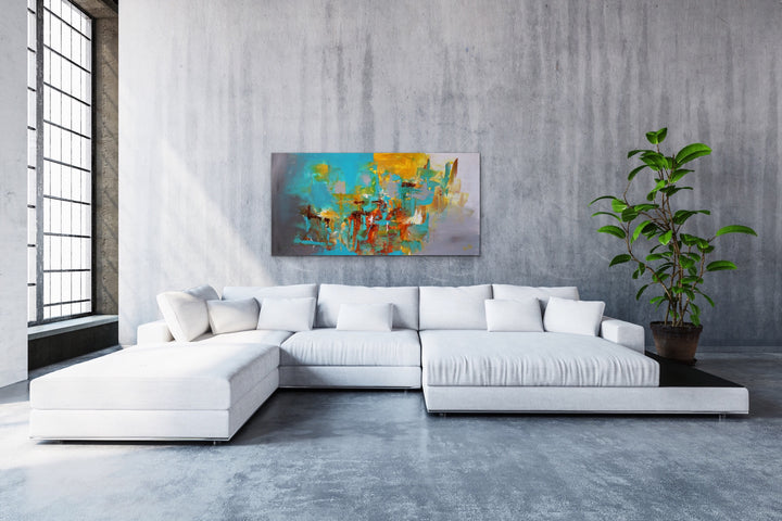 Ocean Jasper - 24x48 - Abstract painting, Modern Art, Wall art, Canvas painting, Framed art, Minimalist art