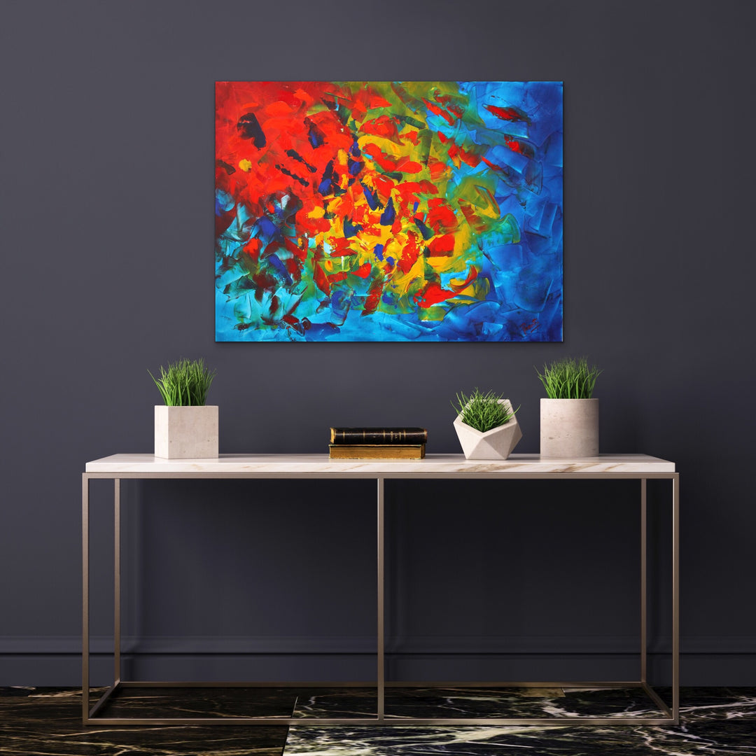 Rainbow - 30x40 - Abstract painting, Modern Art, Wall art, Canvas painting, Framed art, Minimalist art