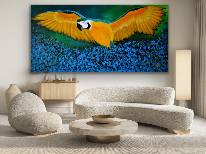 Macaw on the rise - Custom Art - Preethi Arts