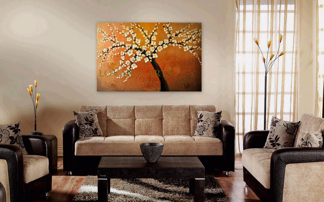 Sunny blossom - 36x24 - Original Contemporary Modern Abstract Paintings by Abstract painting, Modern Art, Wall art, Canvas painting, Framed art, Minimalist art