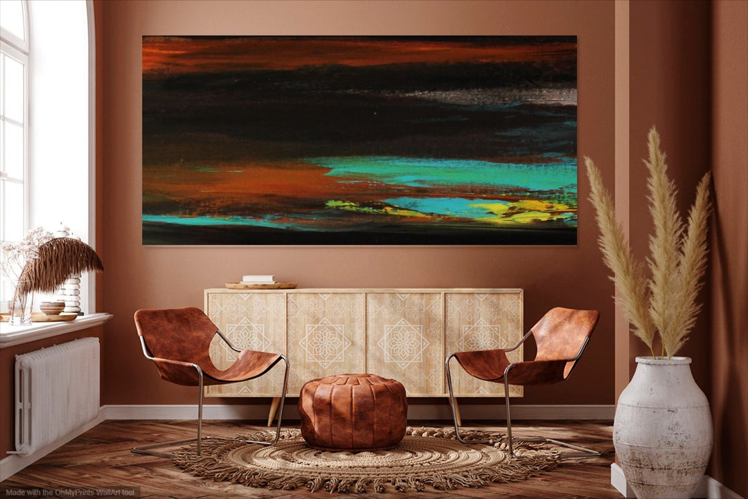brown abstract painting, minimal art for home, Evening walk - Custom Art - Preethi Arts