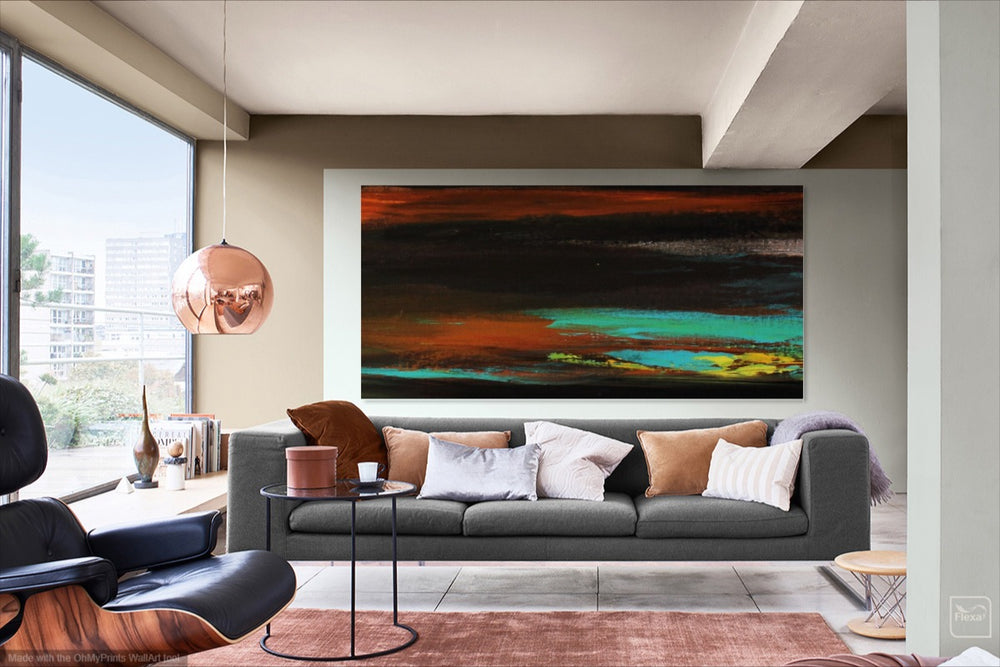 brown abstract painting, minimal art for home, Evening walk - Custom Art - Preethi Arts