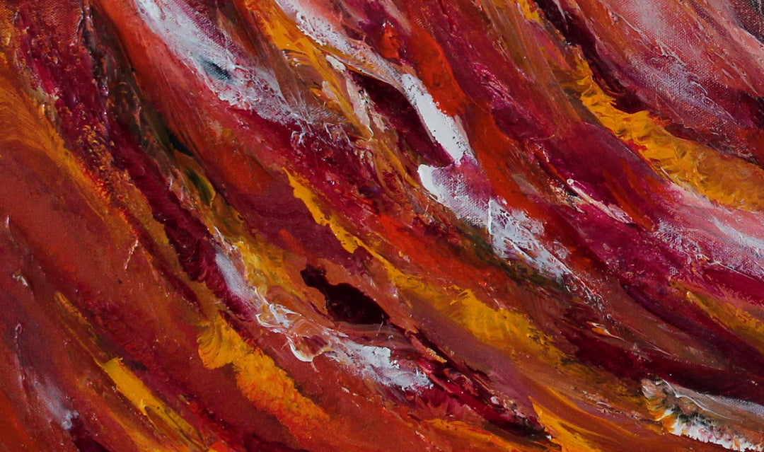 Wild cherry - 24x48 - Original Contemporary Modern Abstract Paintings by Preethi Arts